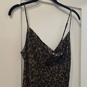 Zara satin Leopard Print Cowl Neck Dress